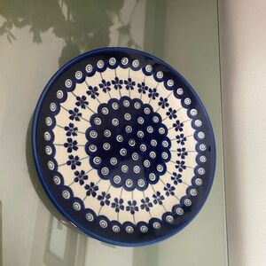 Flowering Peacock Boleslawiec Plate 7 1/4 Inch EUC 7.25 Handmade Polish Pottery